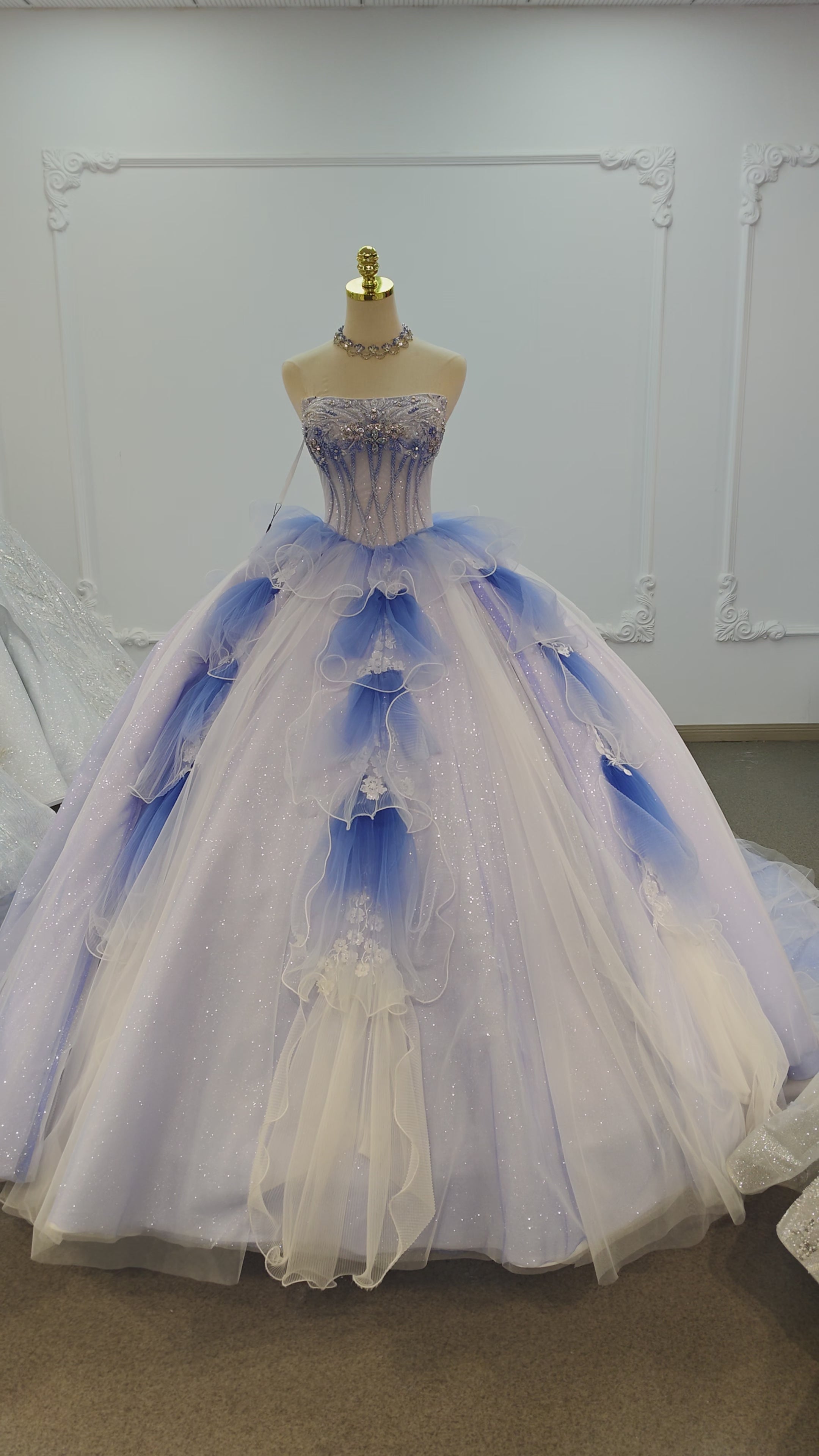 Vestido de Bola Lótus Gélido Azure Ye-2041