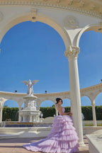 Princess A-line Lilac Straps Ruffles Sleeveless Prom Dress by misshow.com