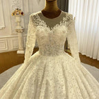 Princess Elegant A-line Long Sleeves Lace Wedding Dress With Train by misshow.com