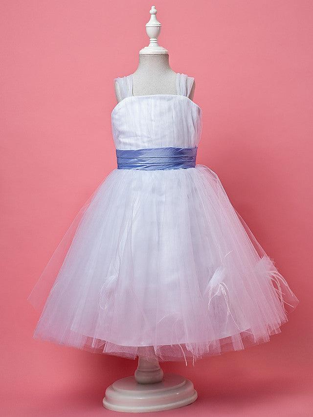 Princess Knee Length Tulle Sleeveless Straps Flower Girl Dresses - photo 1