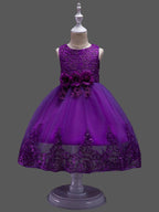 Princess Lace Tulle Sleeveless Jewel Neck Wedding Birthday Flower Girl Dresses - photo 6