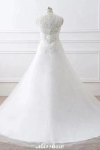 Princess Lace V-neck Tulle Elegant Wedding Dress by misshow.com