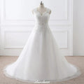 Princess Lace V-neck Tulle Elegant Wedding Dress by misshow.com