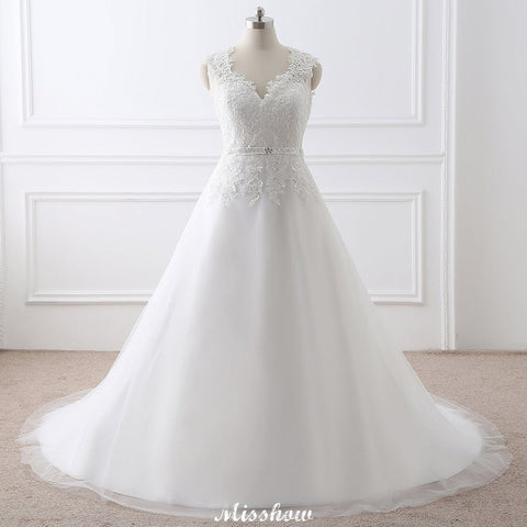 Princess Lace V-neck Tulle Elegant Wedding Dress