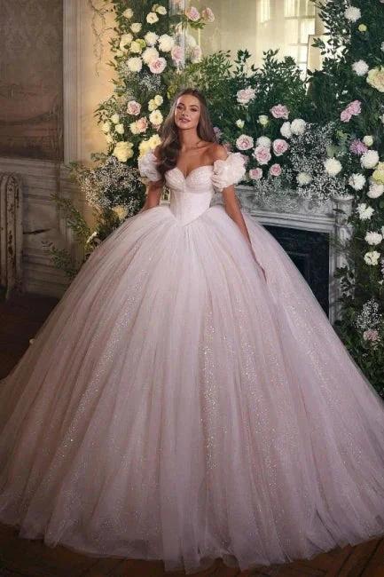 Princess Luxury Wedding Dresses Glitter with Lace by misshow.com