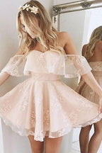 Princess Off the shoulder Ruffle Homecoming Dress Short Party Dress PG152 by pgmdress