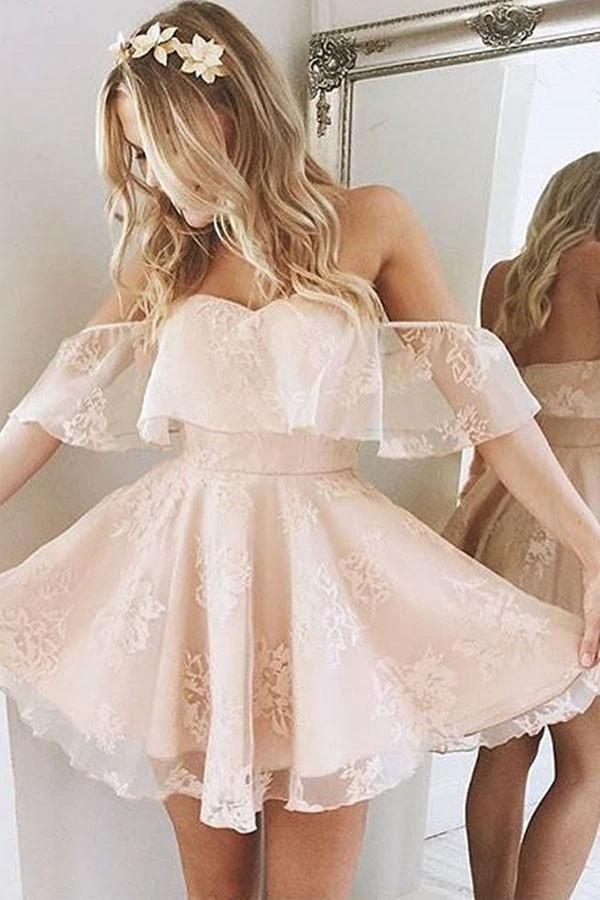 Princess Off the shoulder Ruffle Homecoming Dress Short Party Dress PG152 by pgmdress