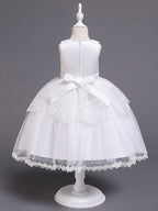 Princess Satin Tulle Sleeveless Jewel Neck Wedding First Communion Birthday F… - photo 2