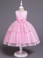Princess Satin Tulle Sleeveless Jewel Neck Wedding First Communion Birthday F… - photo 3