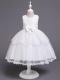 Princess Satin Tulle Sleeveless Jewel Neck Wedding First Communion Birthday F… - photo 1