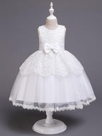 Princess Satin Tulle Sleeveless Jewel Neck Wedding First Communion Birthday F… - photo 1