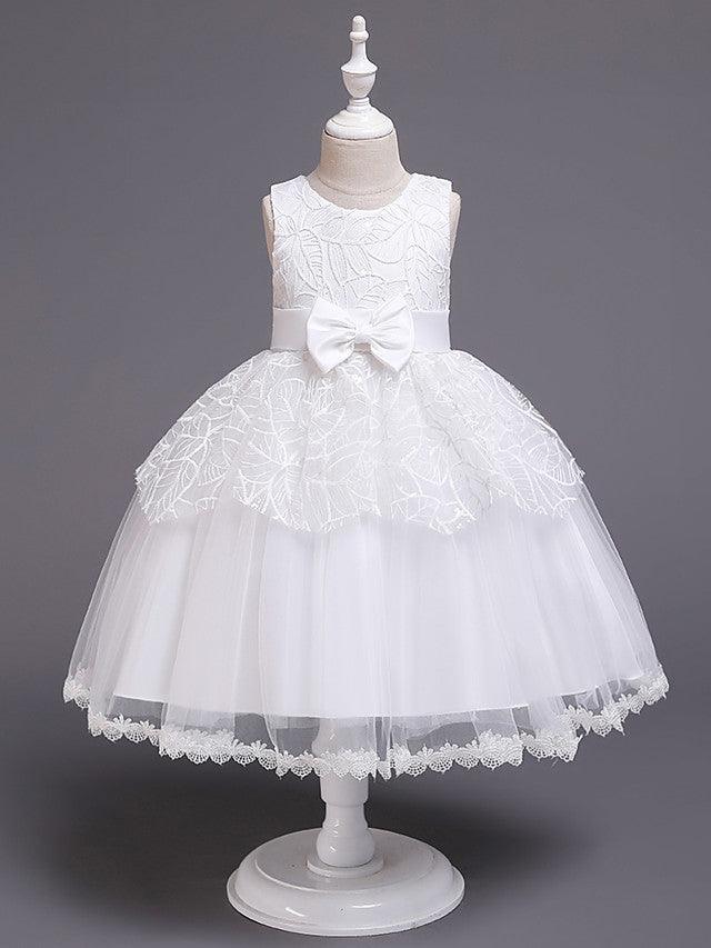 Princess Satin Tulle Sleeveless Jewel Neck Wedding First Communion Birthday F… - photo 1