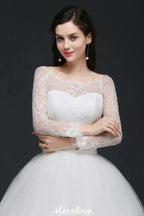 Princess Scoop Tulle White Wedding Dress With Lace by misshow.com