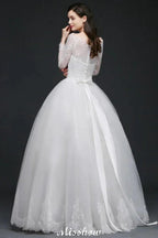 Princess Scoop Tulle White Wedding Dress With Lace by misshow.com