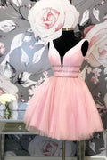Princess Short Prom Dress Pink Tulle Homecoming Dress PD406 by pgmdress
