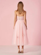 Pandora |Light Pink Princess Strapless Prom Dress with Flowers by KissProm