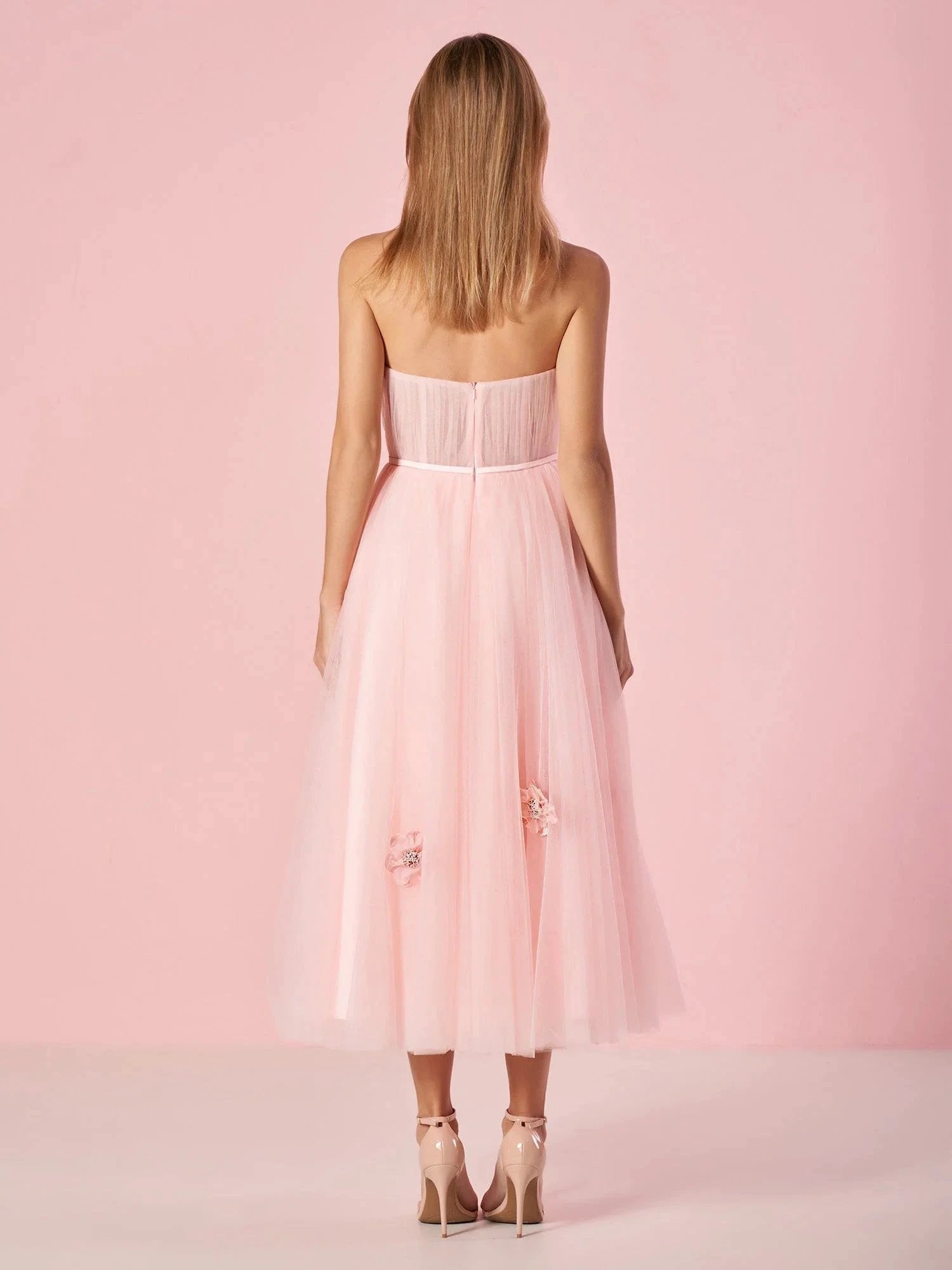 Pandora |Light Pink Princess Strapless Prom Dress with Flowers by KissProm