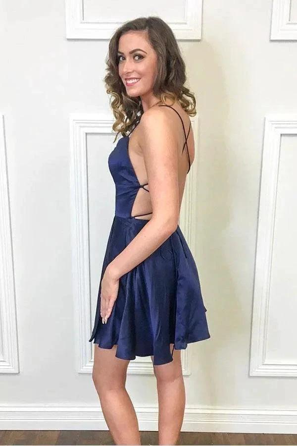 Princess Straps Short Prom Dress Burgundy Homecoming Dress PD318 by pgmdress