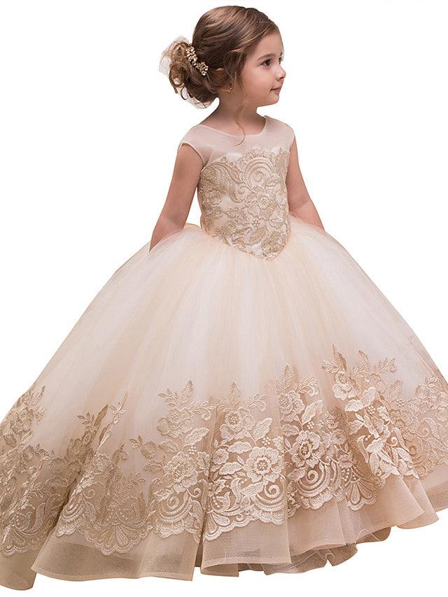Princess Sweep Brush Train Wedding Birthday Pageant Flower Girl Dresses - photo 1