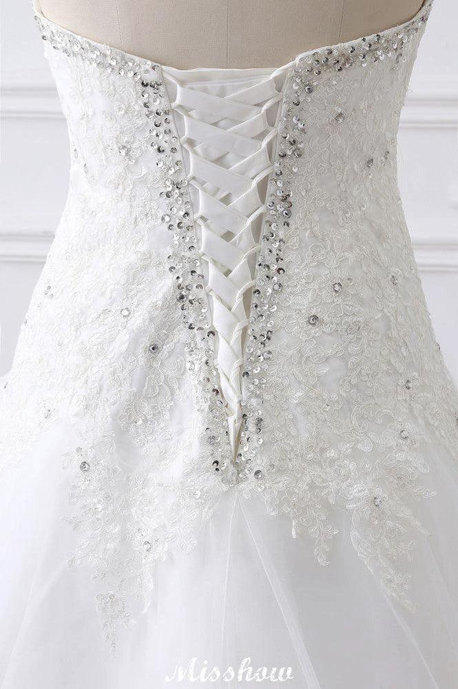 Princess Sweetheart Tulle Wedding Dress With Lace by misshow.com