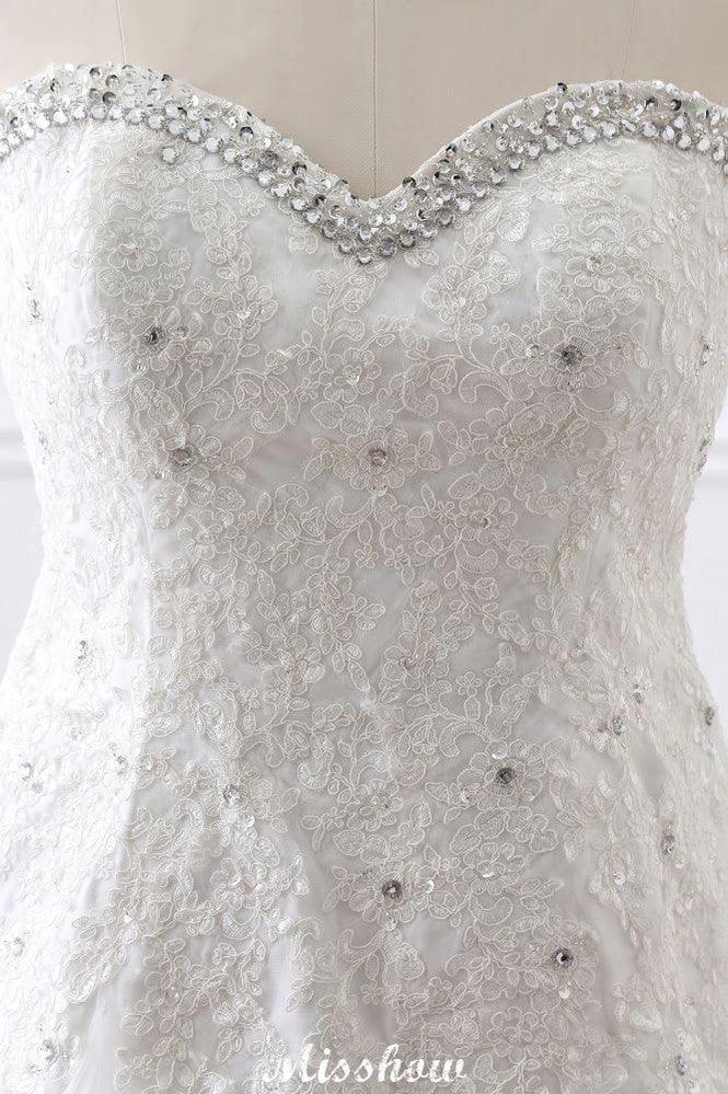 Princess Sweetheart Tulle Wedding Dress With Lace by misshow.com