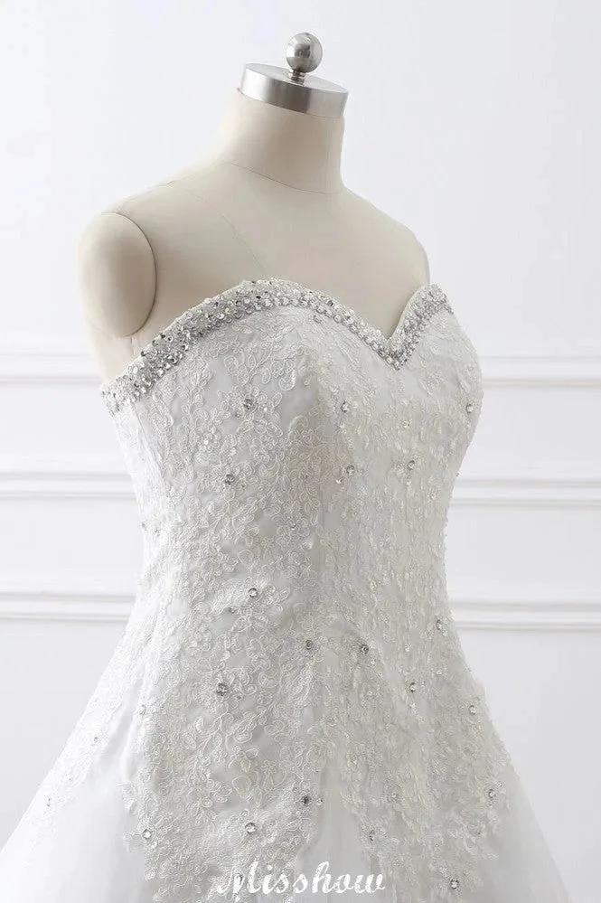 Princess Sweetheart Tulle Wedding Dress With Lace by misshow.com