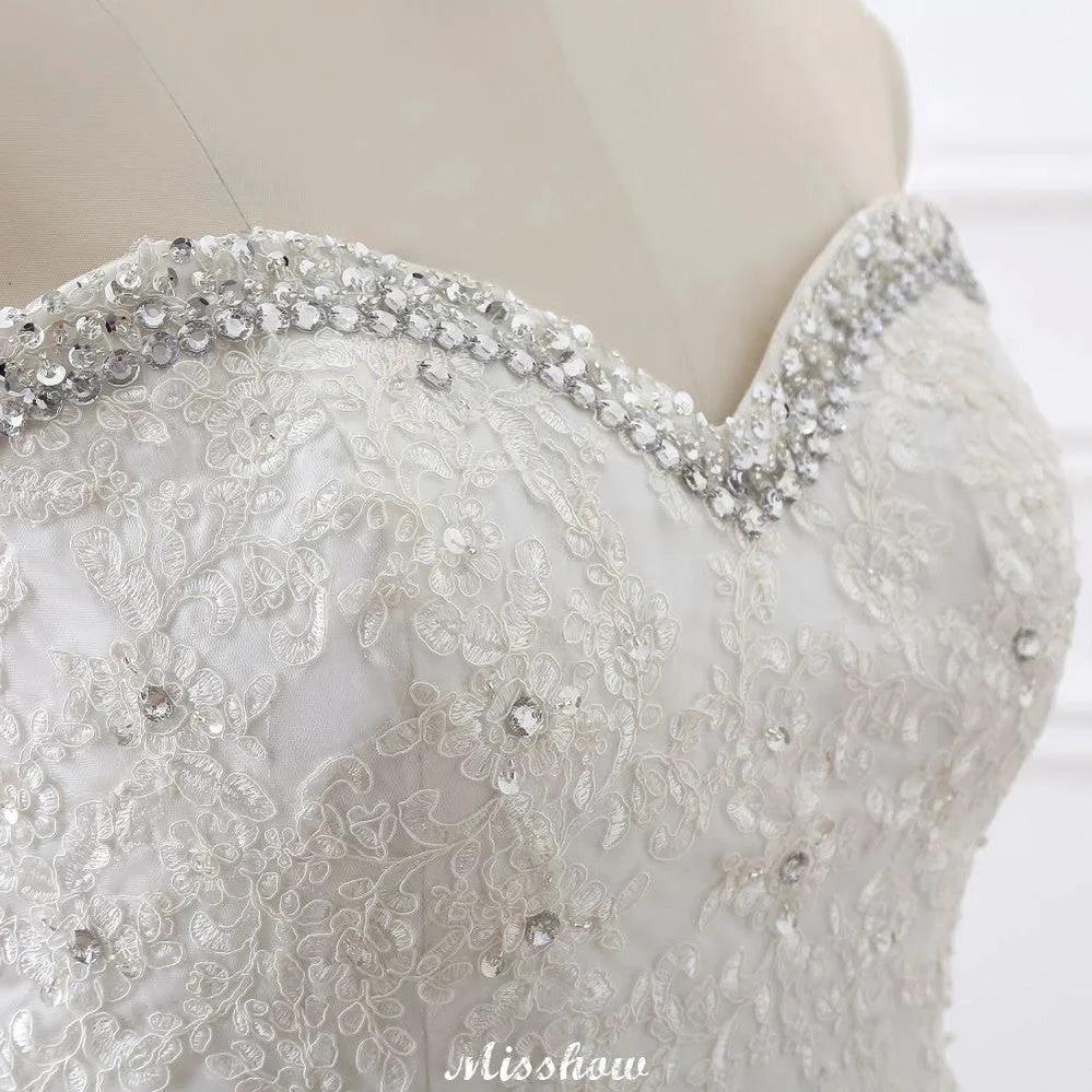 Princess Sweetheart Tulle Wedding Dress With Lace by misshow.com