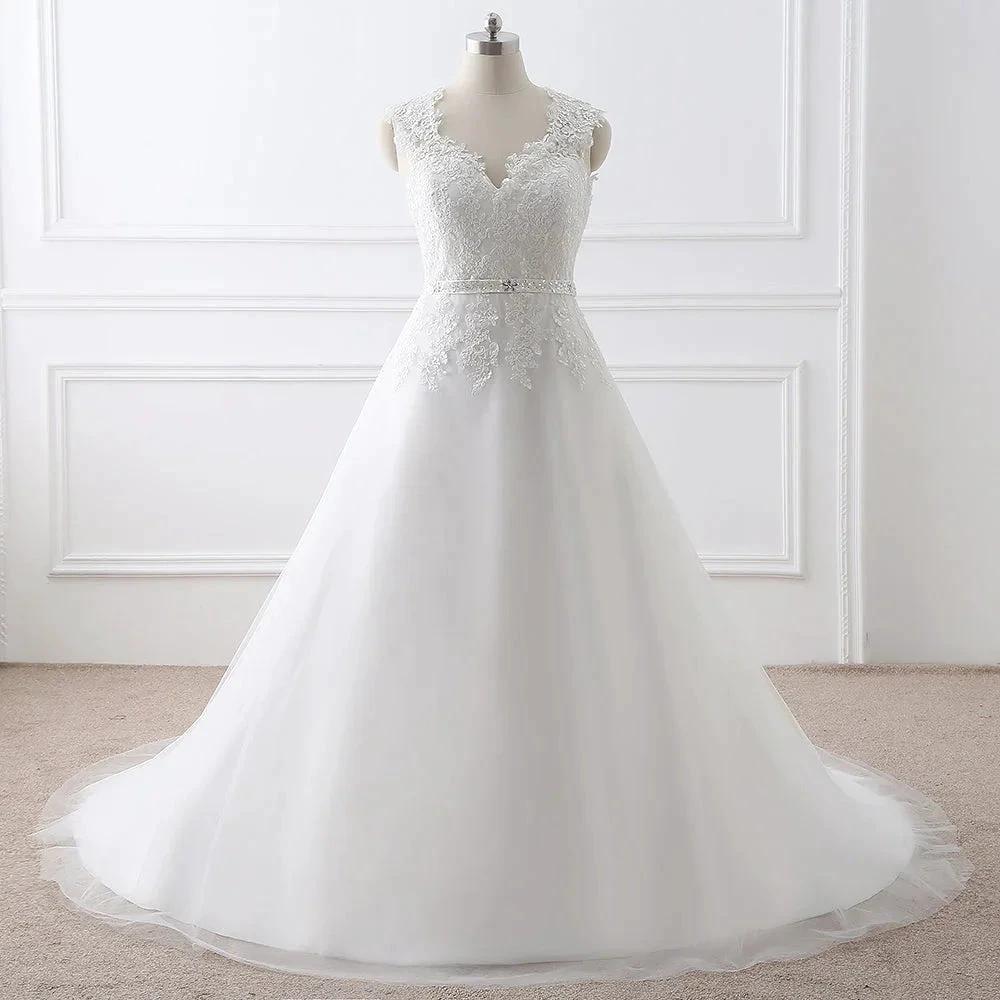 Princess V-Neck Tulle New Arrival Wedding Dress With Lace by misshow.com