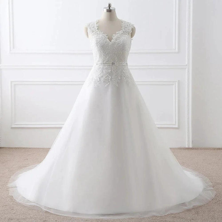Princess V-Neck Tulle New Arrival Wedding Dress With Lace by misshow.com
