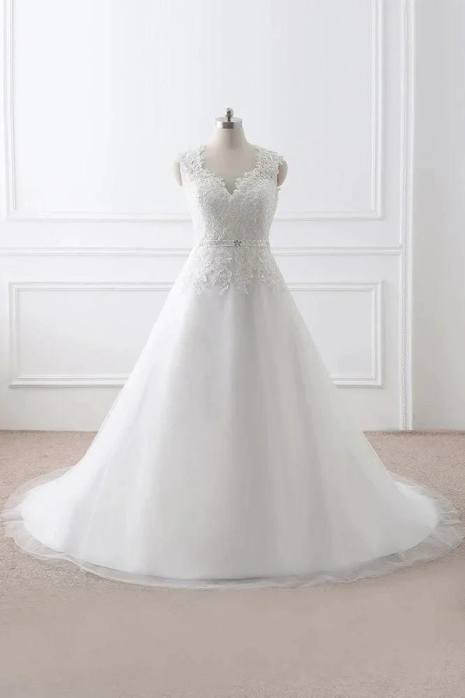 Princess V-Neck Tulle New Arrival Wedding Dress With Lace by misshow.com