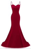 Dark Red Straps Long Prom Dresses Mermaid Evening Dresses Dark Red Formal Dresses Y1037 by simplepromdress
