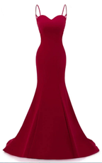 Dark Red Straps Long Prom Dresses Mermaid Evening Dresses Dark Red Formal Dresses Y1037 by simplepromdress