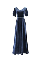 Blue evening dress custom made elegant dress sexy prom dress velvet dress custom made Y1172 by simplepromdress