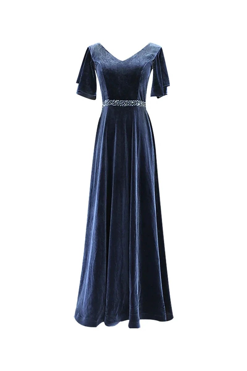 Blue evening dress custom made elegant dress sexy prom dress velvet dress custom made Y1172 by simplepromdress