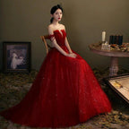 Red tulle sequins long prom dress red evening gown Y1179 by simplepromdress