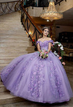 Lavender Off The Shoulder Floral Appliques Ball Gown Sweet 16 Dress ,Lavender Princess Dress Y900 by simplepromdress