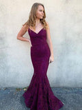 Mermaid Beaded Prom Dress Lace Maroon Long Evening Dresses Y935 by simplepromdress