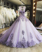 Romantic Lavender Lace Ball Gown Dress Sparkling Party Special Occasion Dress Y1074 by simplepromdress
