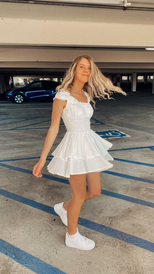 White Summer Outfit Dress White Mini Homecoming Dress Y984 Hover Image