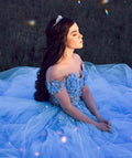 Winter Wonderland Blue Tulle Prom Dress Off The Shoulder Blue Evening Dress Y1092 by simplepromdress