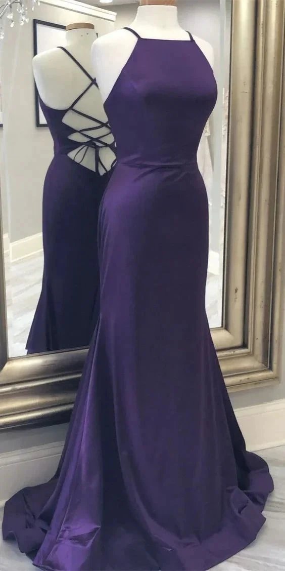 Mermaid Purple Evening Dress With Lace Up Back Prom Dress Y1055 by simplepromdress