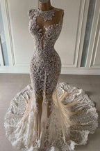Luxurious Mermaid Sleeveless Wedding Dresses With Lace Y923 by simplepromdress