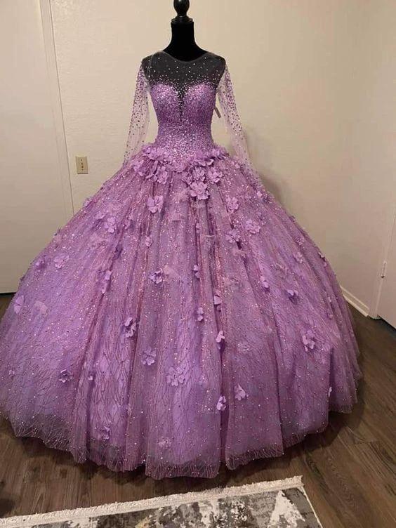 Luxurious Beaded Ball Gown With Flowers Quinceanera Dress Y811 by simplepromdress