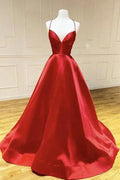 Red Satin Long Prom Dress Backless Formal Custom Simple Evening Dress Y764 by simplepromdress