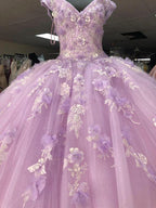 Romantic 3D Floral Dress Off The Shoulder Ball Gown Sweet 16 Dress Princess Dress Y902 by simplepromdress