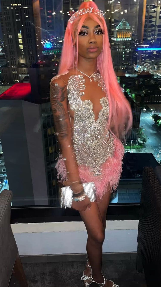 18th Birthday Outfit Dress Sexy Tight Beaded Dress Mini Homecoming Dress Y778 Hover Image