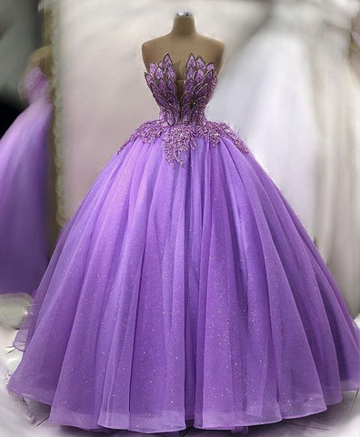 Impresionante vestido de princesa con purpurina morada Y972