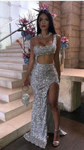 silver prom dress sequin prom dresses evening gown Y1036 by simplepromdress