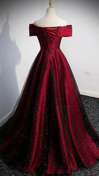Burgundy satin long A line prom dress evening dress Y767 by simplepromdress