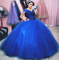 Off the Shoulder Royal Blue Ball Gown Princess Dress Y822 by simplepromdress